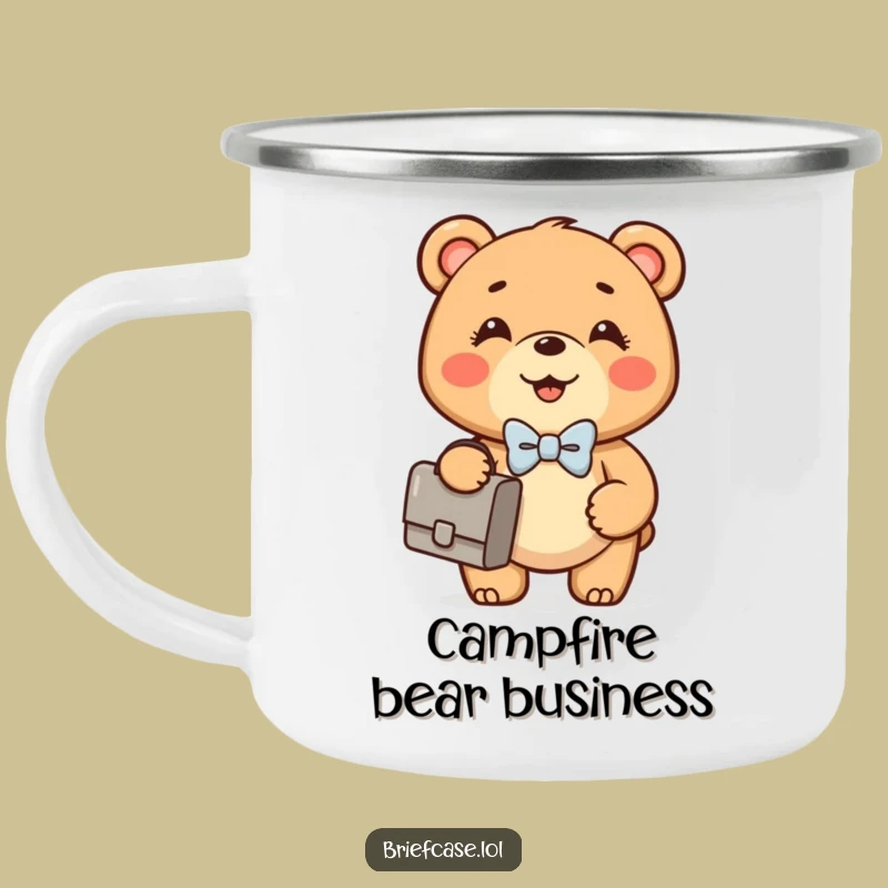 Funny Bear Cub Campfire Mug: Durable Biz Character Cup, Perfect Funny Gift