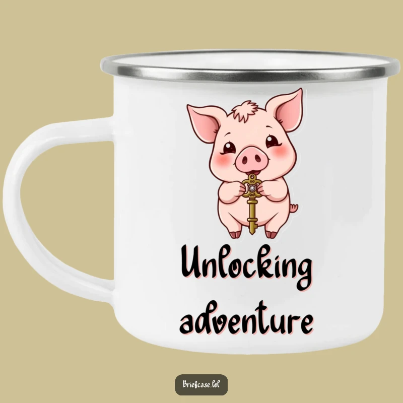 Funny Pig Adventure Key Mug: Hilarious Campfire Essential Gift!