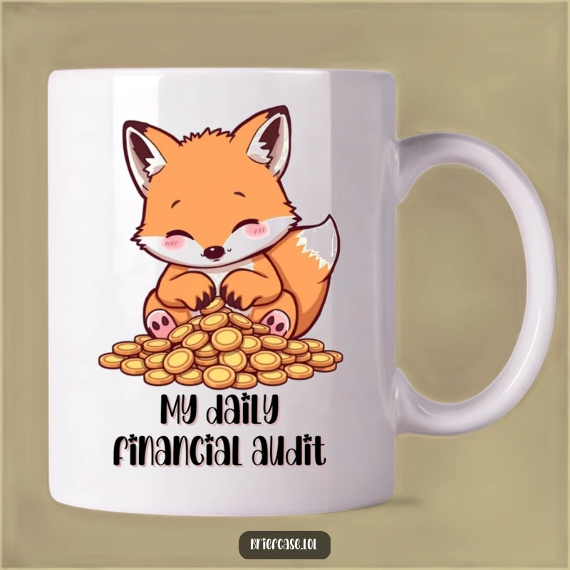 Funny Fox Counting Coins Mug: A Hilarious Gift for Finance Fanatics!