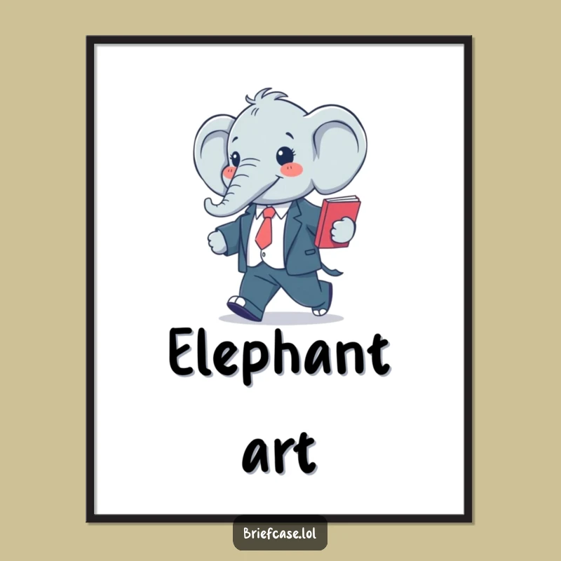 Funny Elephant Business Digital Art: Stylized Suit Elephant Print, Instant Funny Gift