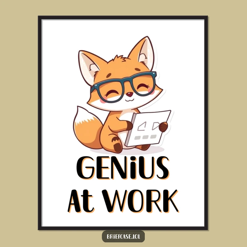 Funny Fox Intellectual Print - Smart Wall Decor Art