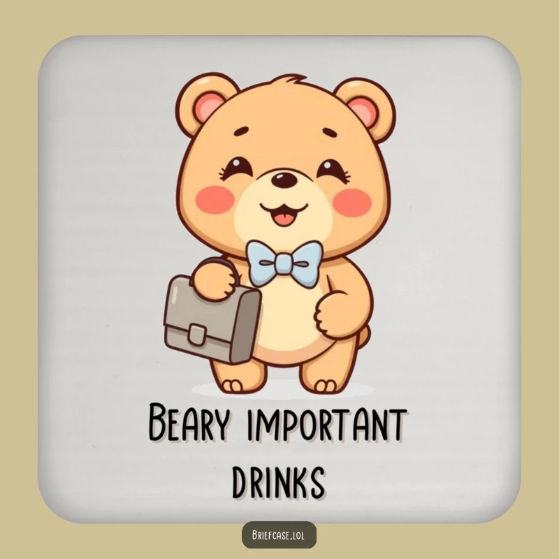 Funny Bear Cub Drink Coaster: Dapper Business Protector, Perfect Funny Gift