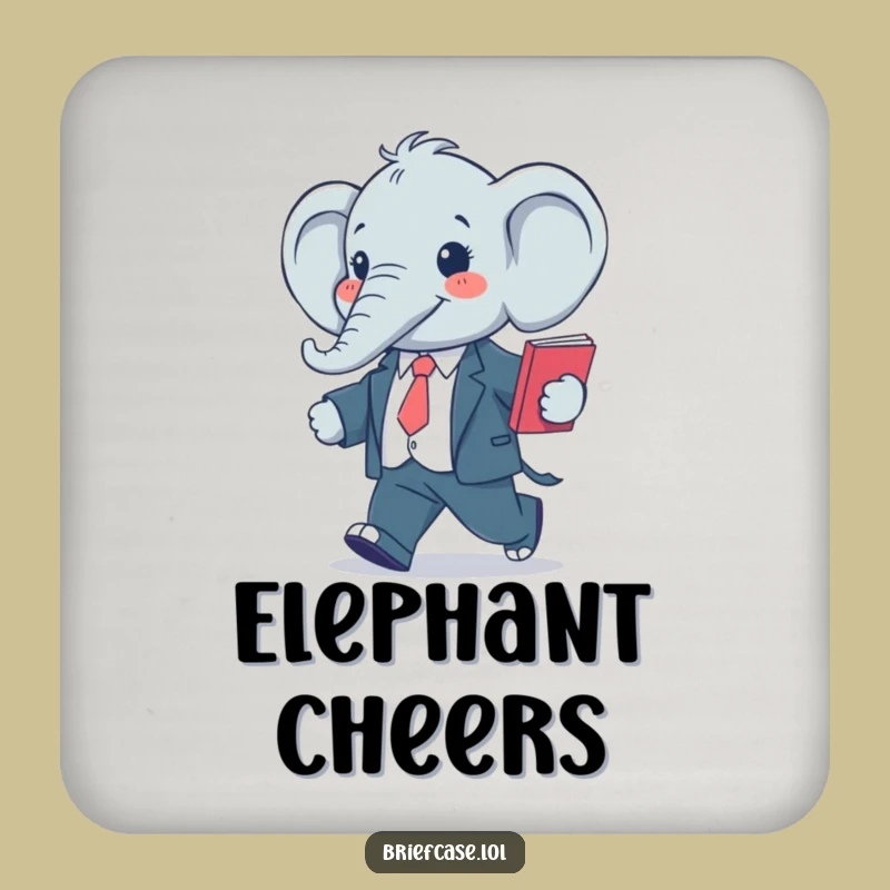 Funny Elephant Business Coaster: Stylized Striding Elephant, Protective Funny Gift