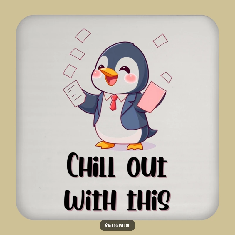 Protect Surfaces with Funny Penguin in Suit Balancing Papers Coaster: Arctic Charm
