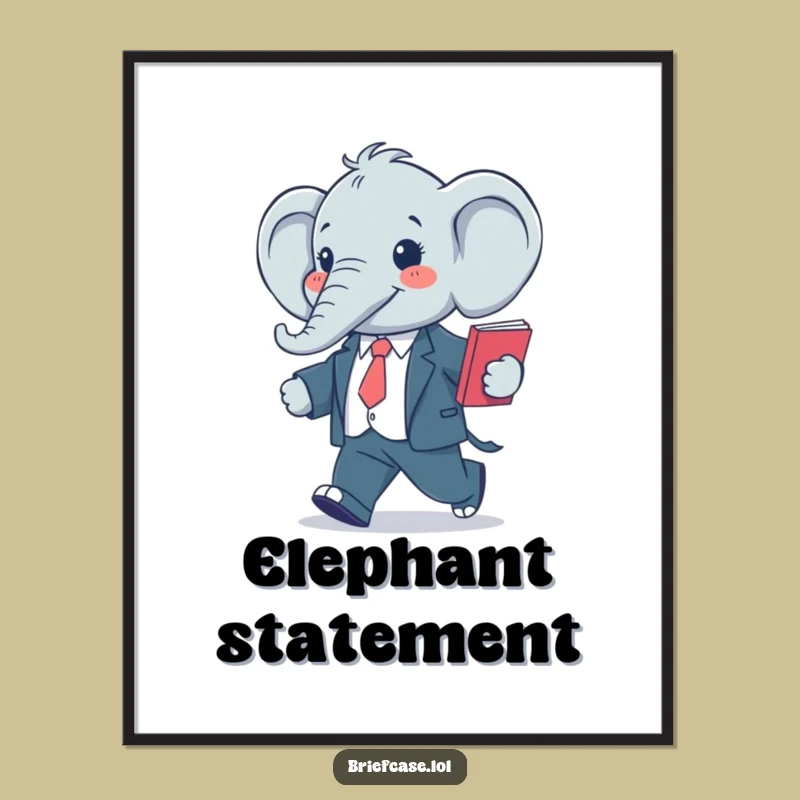 Funny Elephant Business Poster: Stylized Suit Elephant Art, Unique Funny Gift Idea