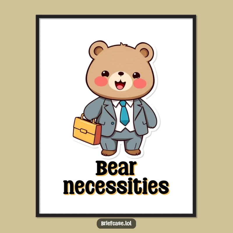Funny Bear Business Poster: Cute Suited Bear Art, Unique Funny Gift Idea