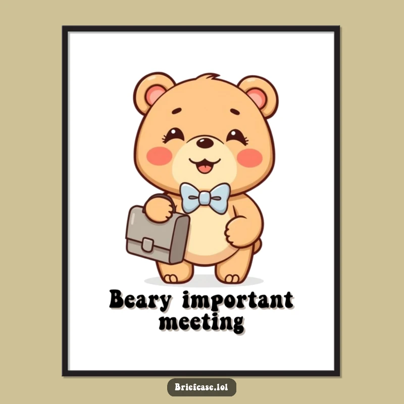 Funny Bear Cub Motivational Poster: Dapper Business Art, Perfect Funny Gift