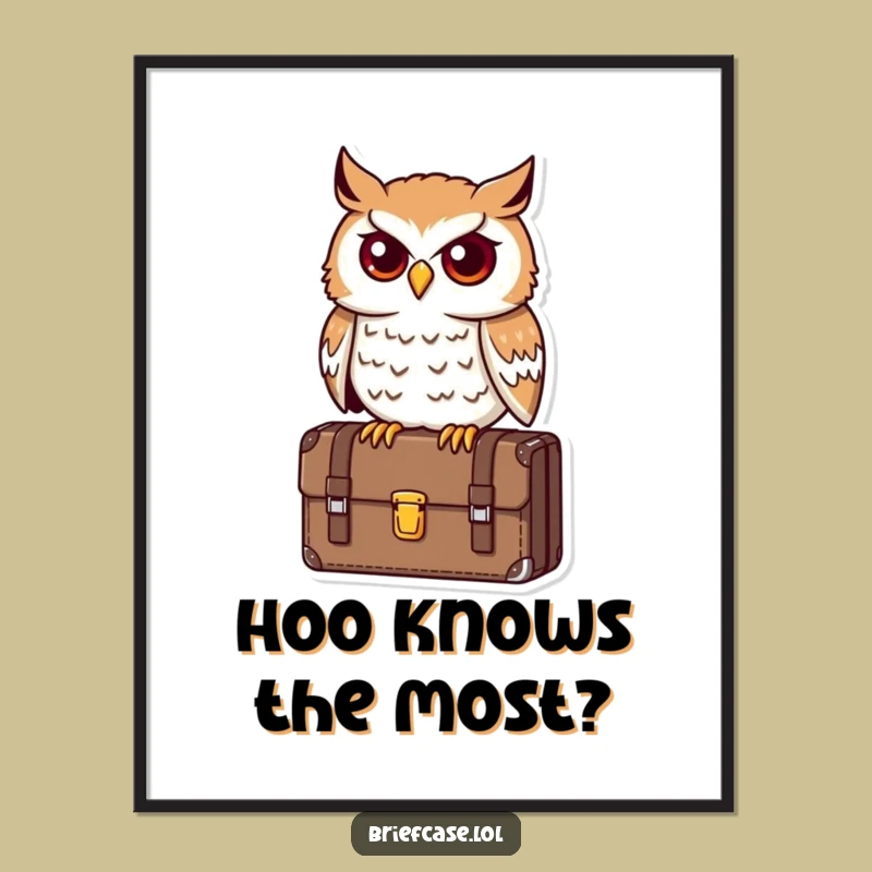 Funny Free Printable Owl Wall Art: Astute Briefcase Percher Animal Downloadable Decor