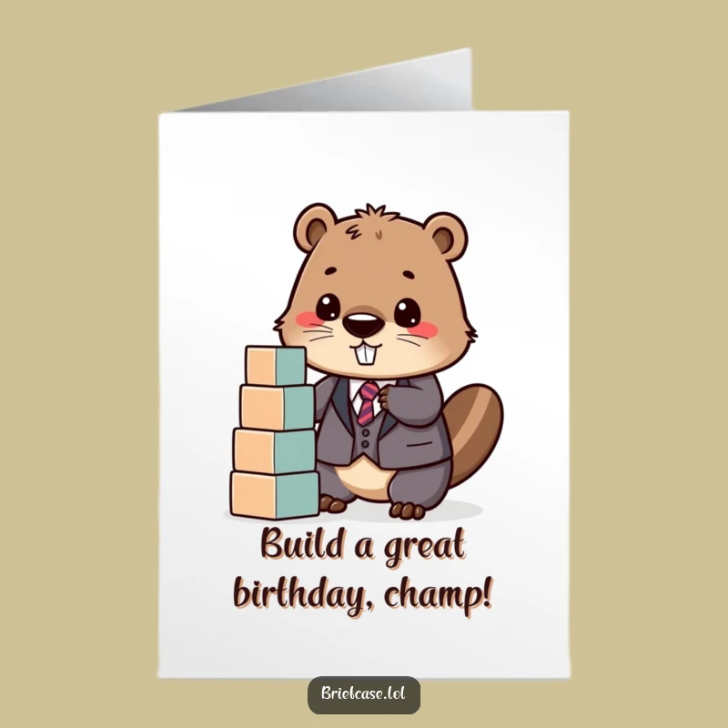 Free Printable Beaver Card - Building Birthday Smiles, Funny & Downloadable