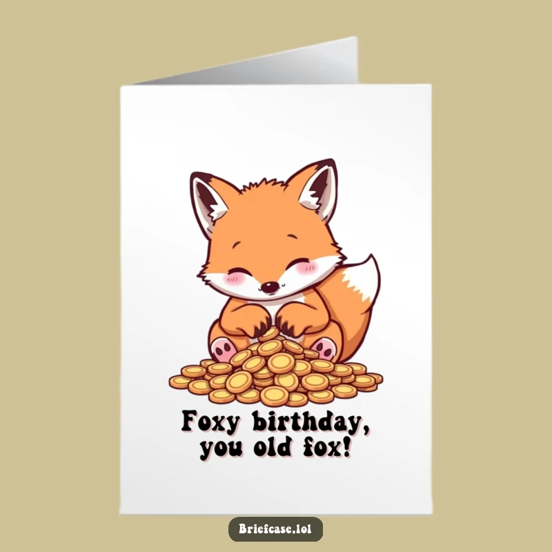 Funny Free Printable Fox Birthday Card: Playful Coin Sorting for a Laughable Downloadable Gift
