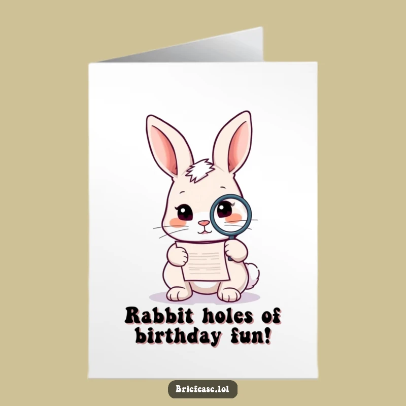 Free Printable Rabbit Birthday Card: Curious Investigator for a Humorous Downloadable Gift