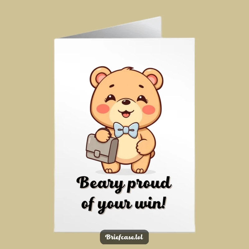 Free Printable Congrats Card: Dapper Bear Success, Funny DIY Downloadable!