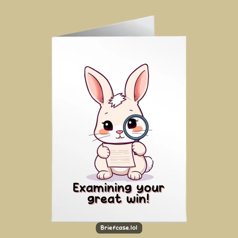 Free Printable Rabbit Congratulations Card: Investigate Success with Funny Downloadable Art