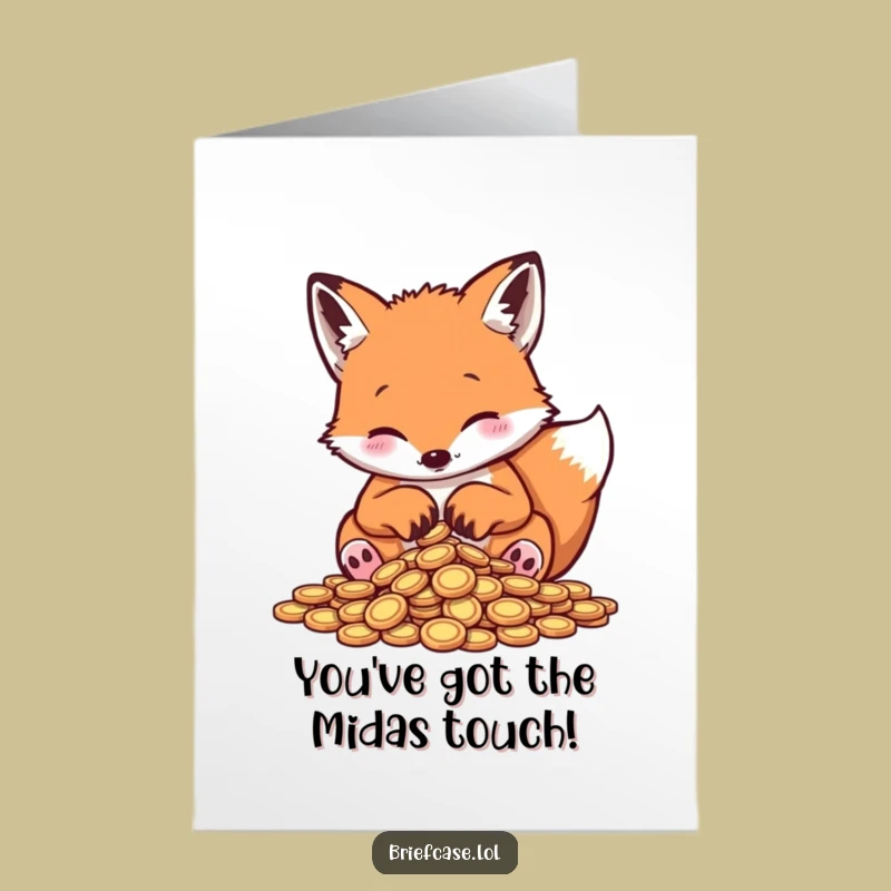 Free Printable Fox Congratulations Card: Celebrate Success with Funny Coin-Sorting Downloadable Art