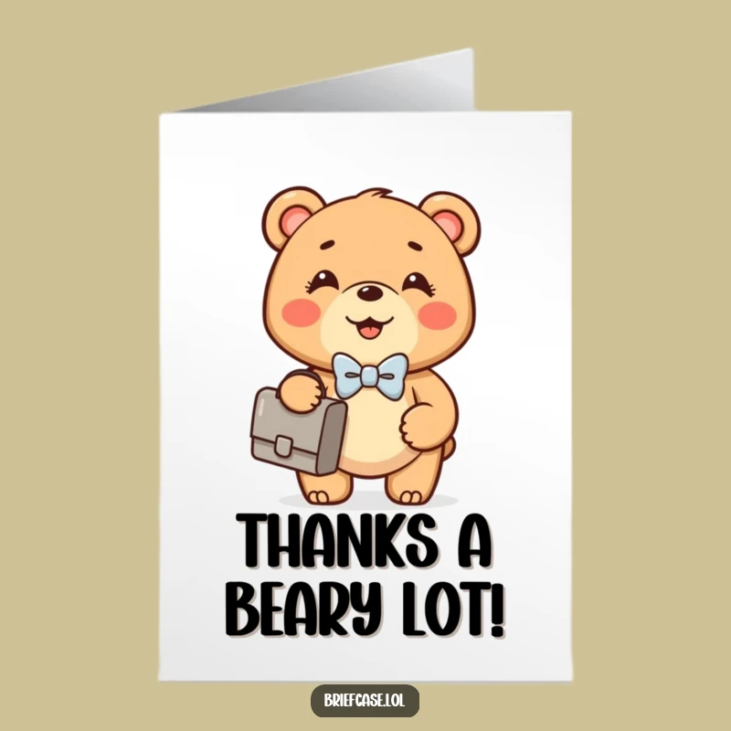Free Printable Thank You Card: Dapper Bear Gratitude, Funny DIY!