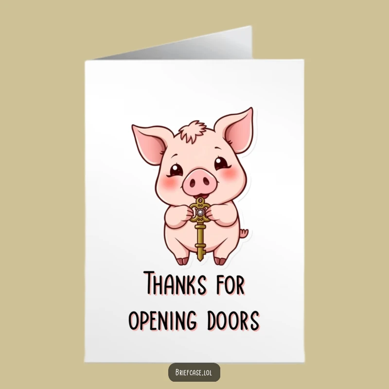 Free Printable Pig Thank You Card: Grateful Key Gifter for a Funny Downloadable Gesture