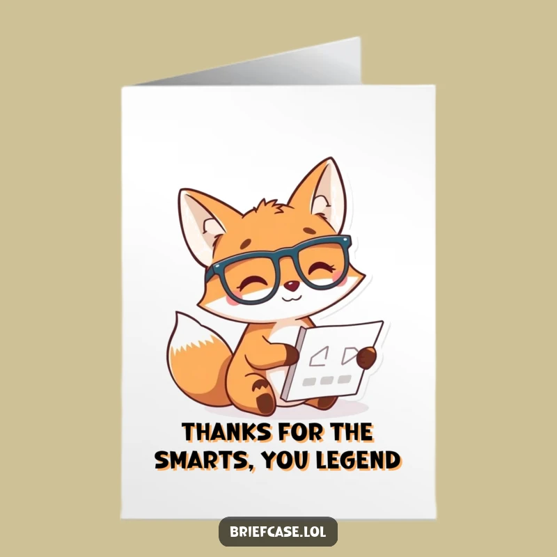 Free Printable Thank You Card: Smart Fox Expressing Gratitude, a Funny Downloadable Gift