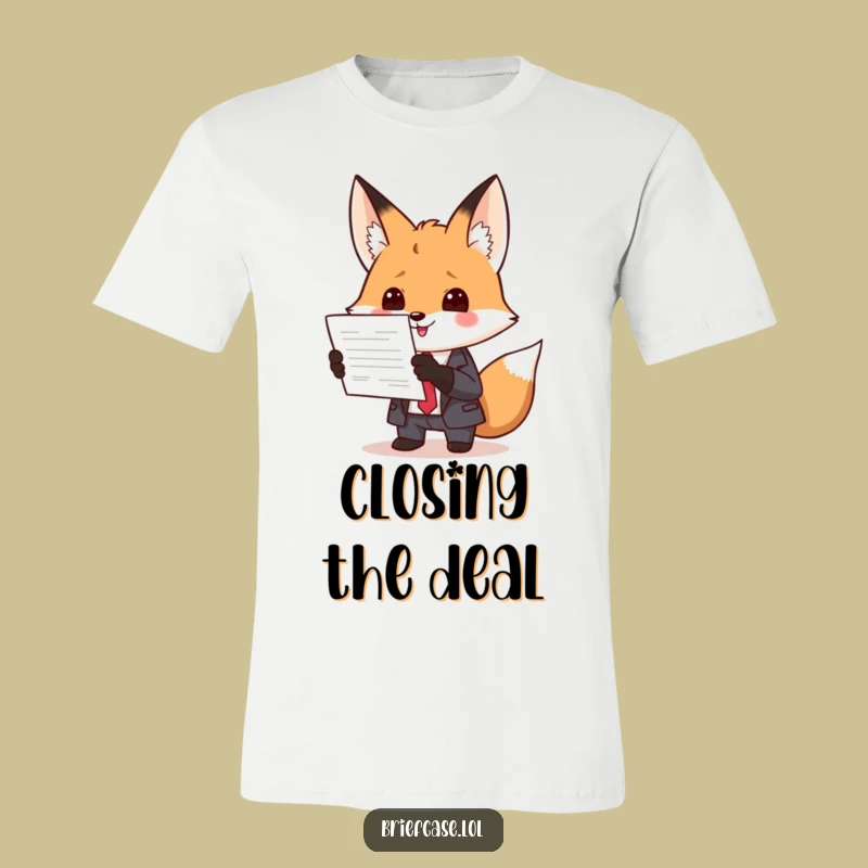 Funny Fox in Suit Presenting Document T-Shirt: Hilarious Business Attire for Everyday Fun