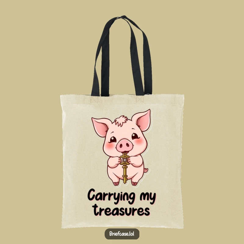 Funny Pig Treasure Tote Bag: Carry Your Keys (and Laughs!) in Style!