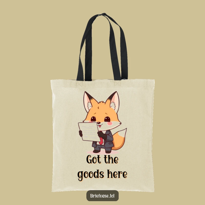 Funny Fox in Suit Presenting Document Tote Bag: Carry Your Essentials with Corporate Class